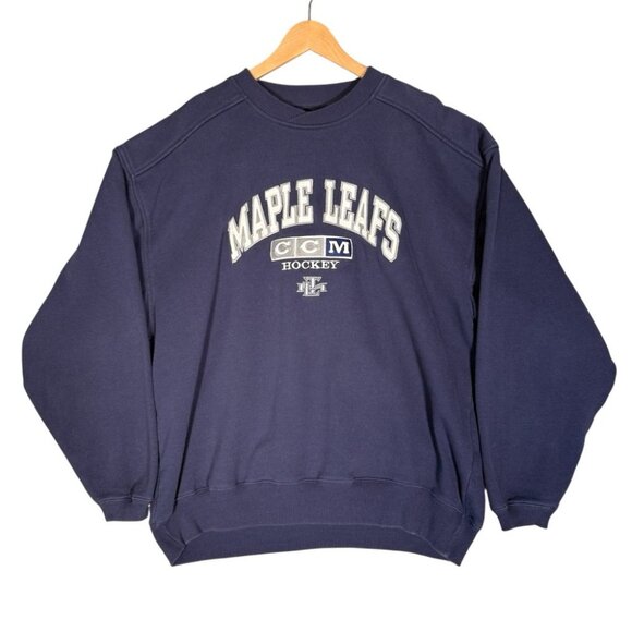 NHL Other - NHL Toronto Maple Leafs Blue Sweatshirt  Heavyweight Crewneck Spell out Hockey